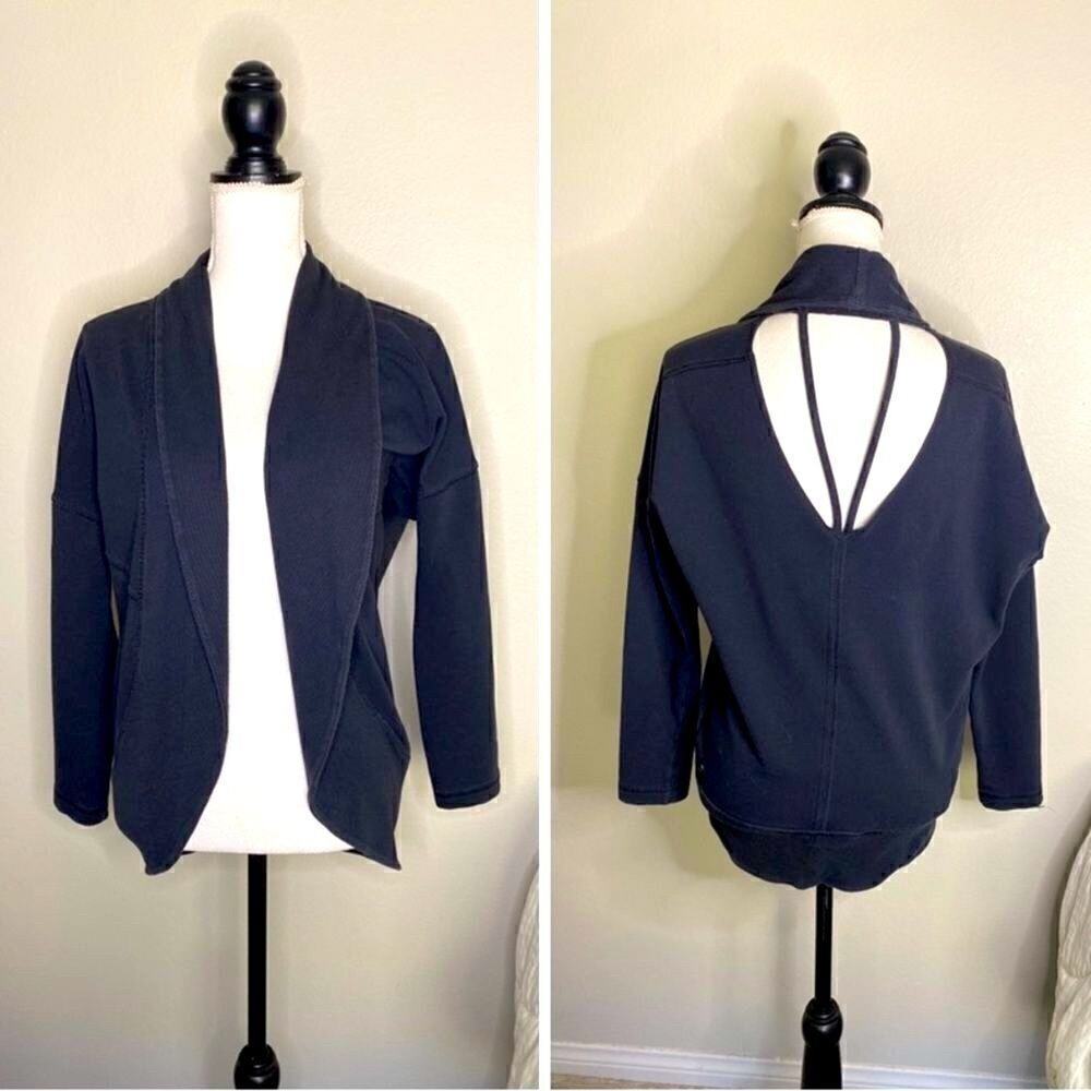 Woman’s Zella Open Cardigan Black Sweater Sexy Open Back XS